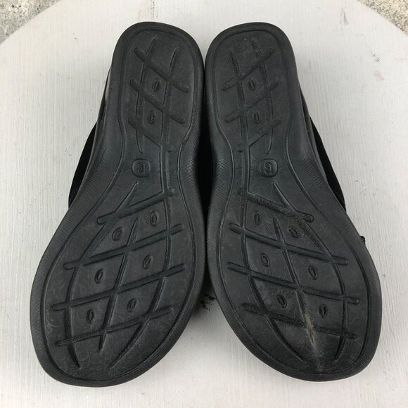 BZees Women's Size 8.5M Sundance Black Fabric Open Toe Slip On Wedge Sandals - Picture 9 of 14